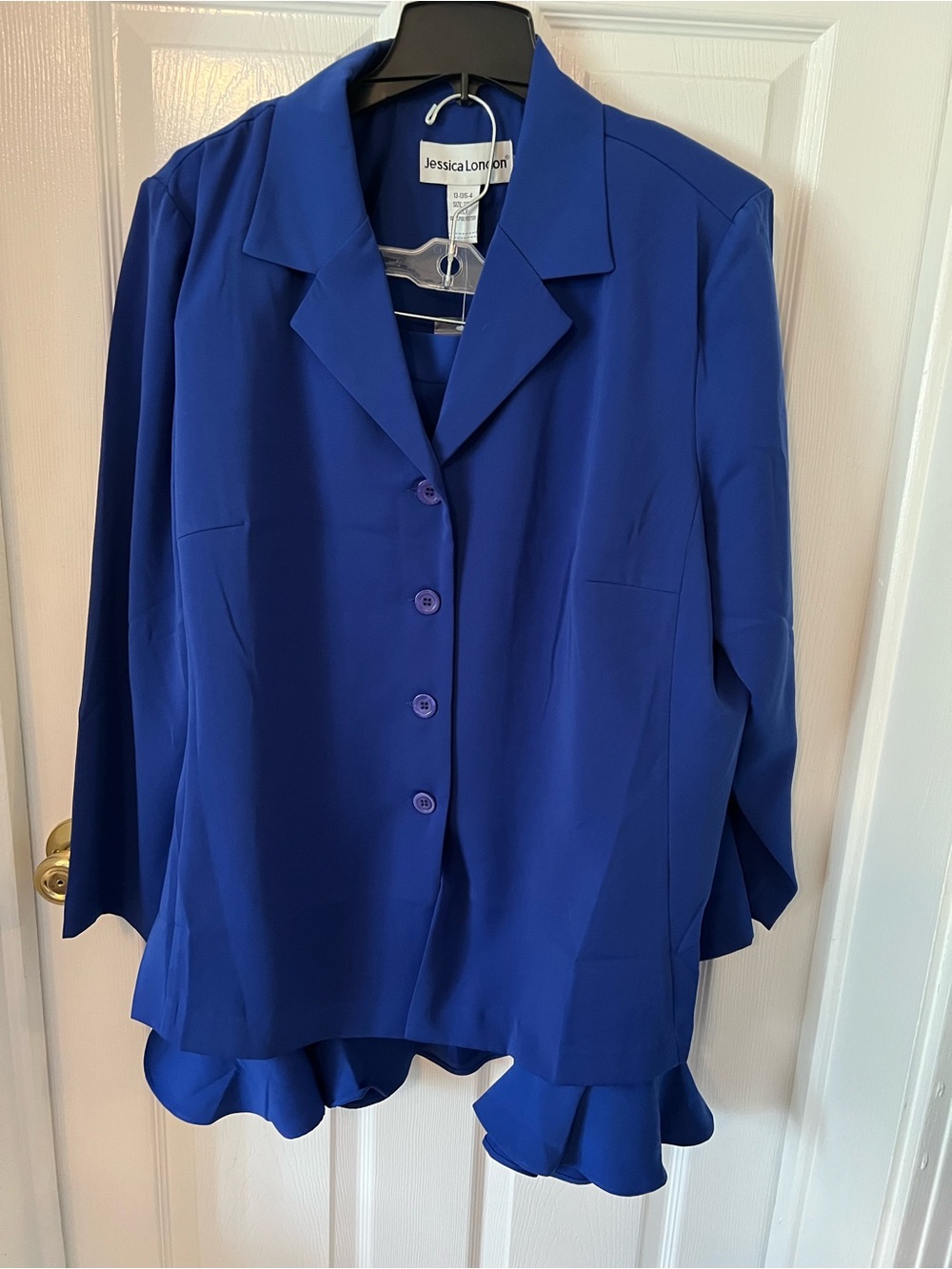 Jessica London Cobalt Blue Button-Down jacket with Notch Collar